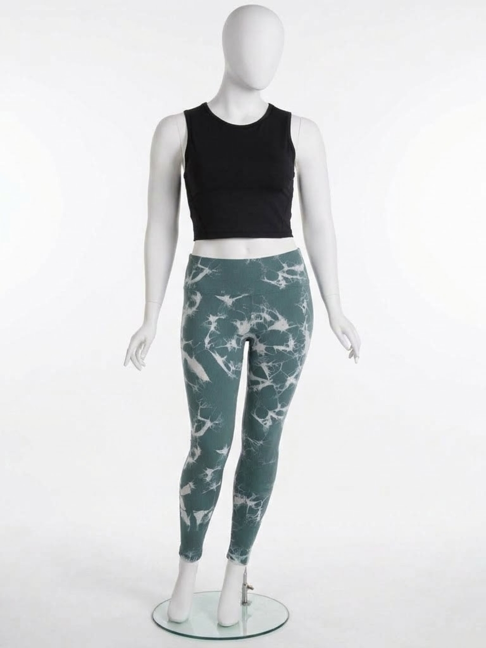 Women's High-Waist Seamless Tie-Dye Scrunch Butt Leggings – Green / Sage
